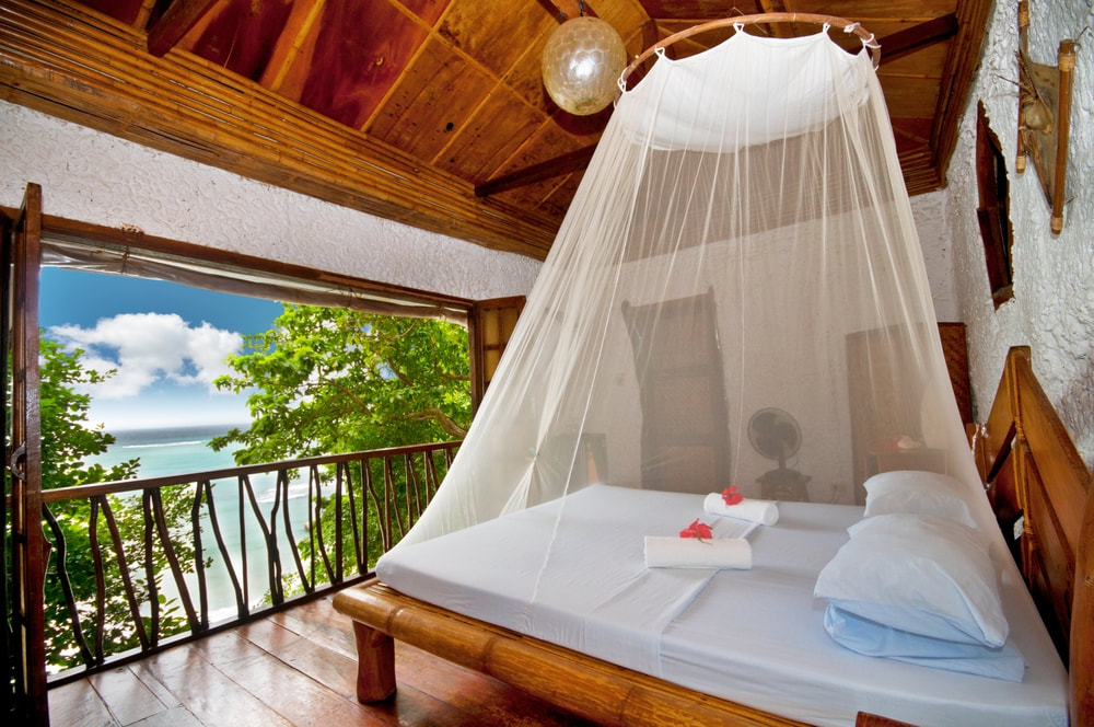 Canopy bed in a tropical resort