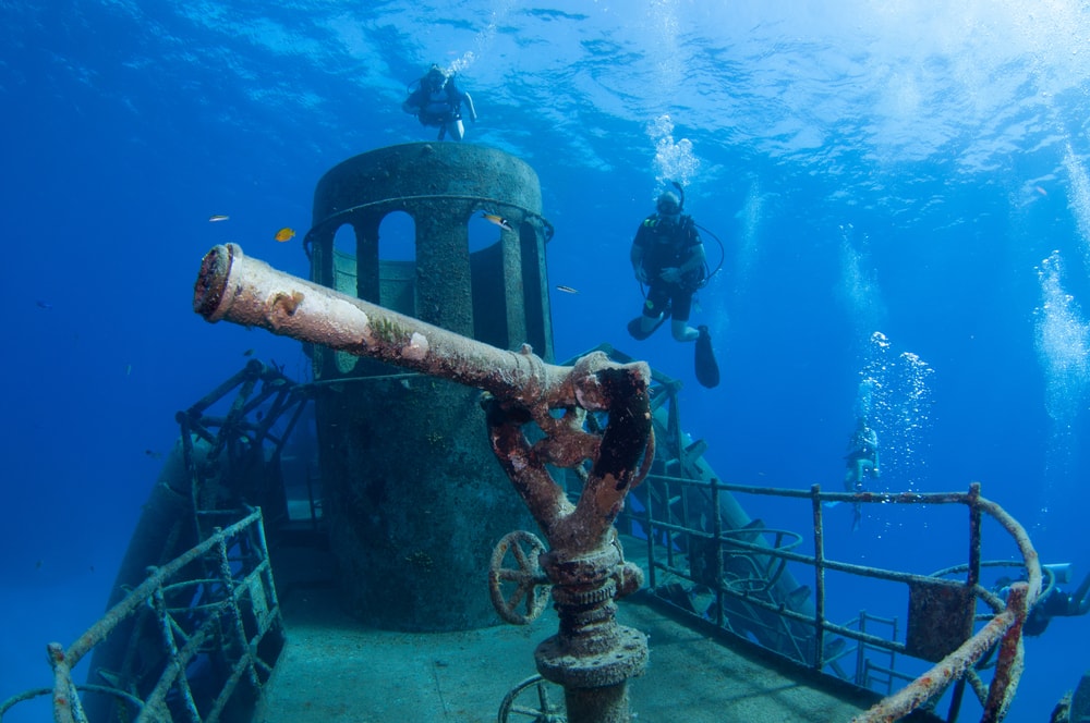 Scuba diving on a shipwreck